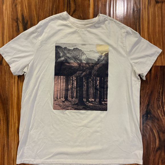 No Brand Other - Goodfellow & Co Men's XL White Graphic T-Shirt Nature Mountain‎ Forest Scene XL